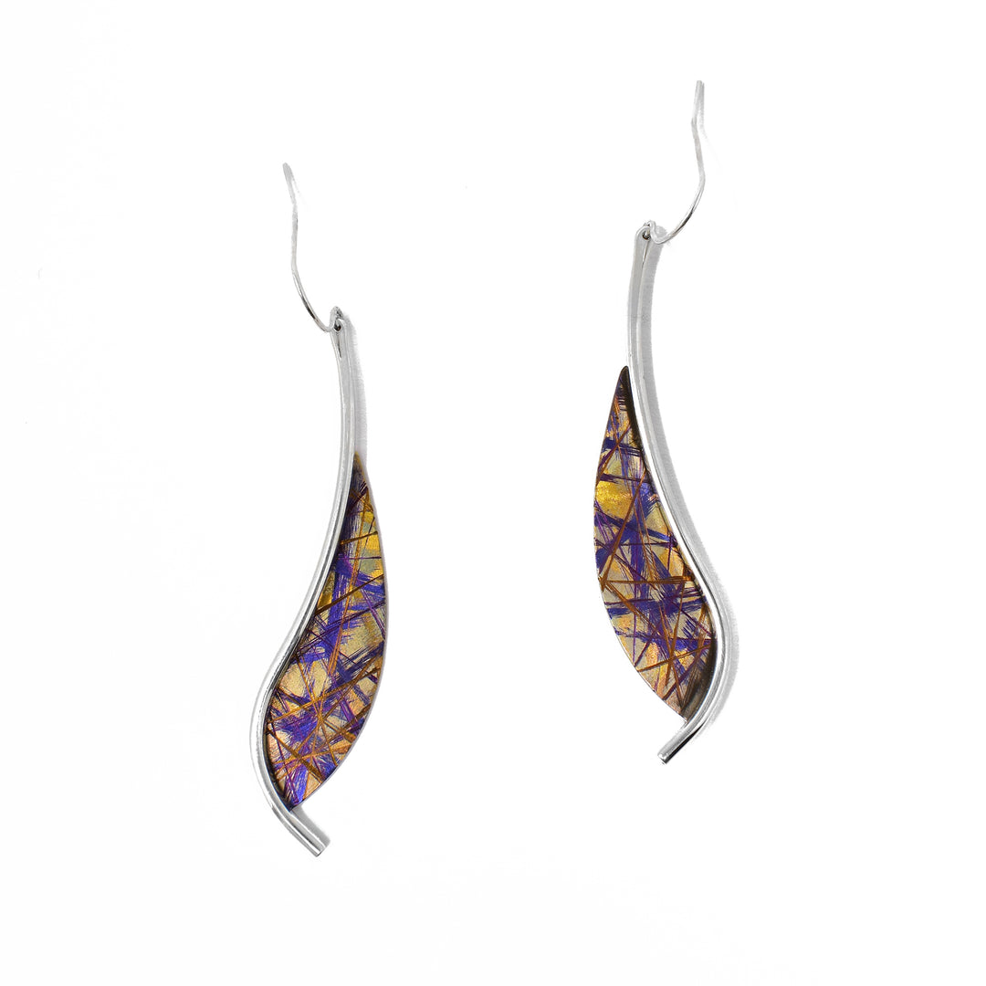 Gold Wave Drop Titanium Earrings