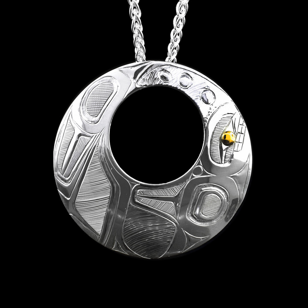 14k Gold and Sterling Silver Open Circle legend of the Orca Pendant