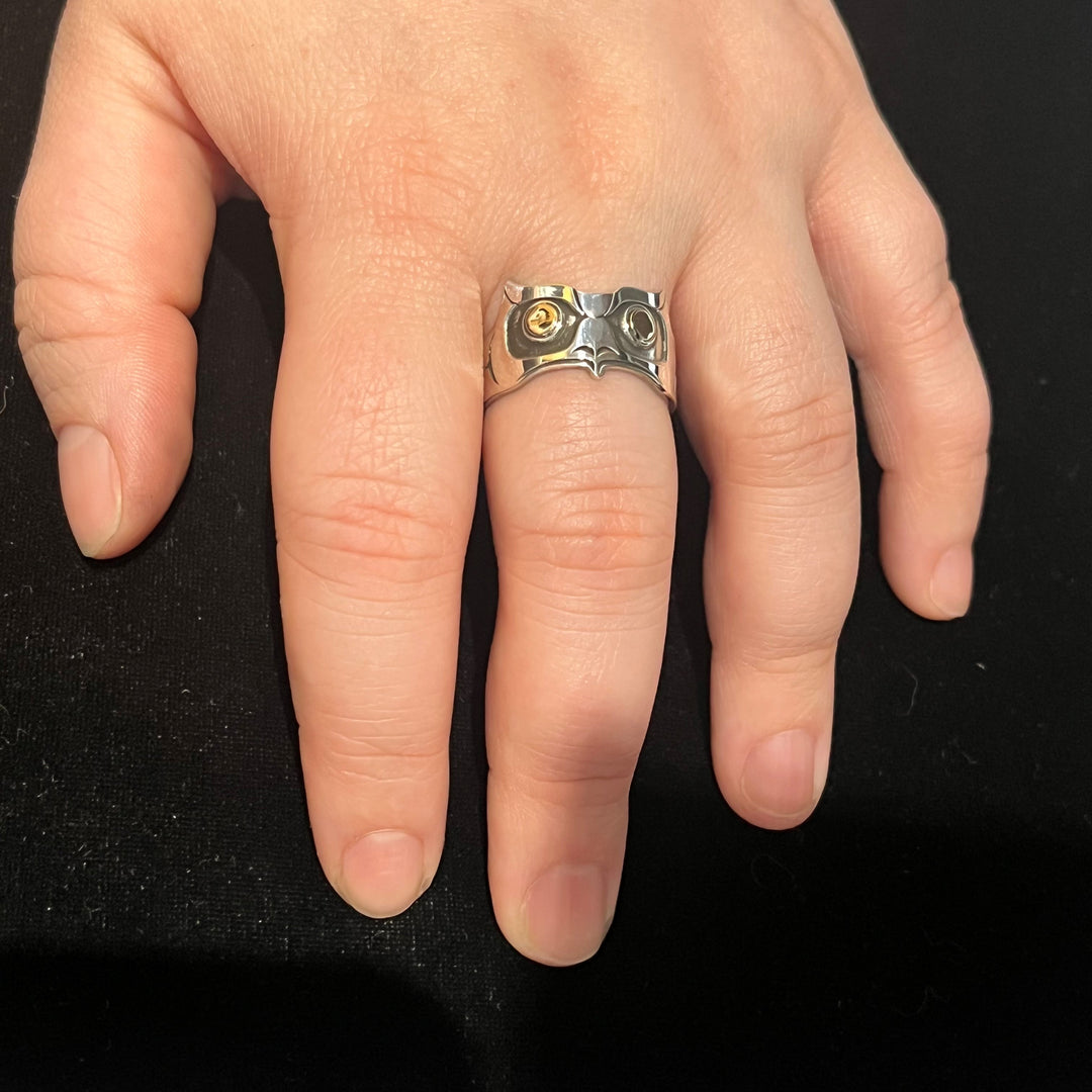 Owl Gold and Silver Ring Chunky - Artina's Jewellery