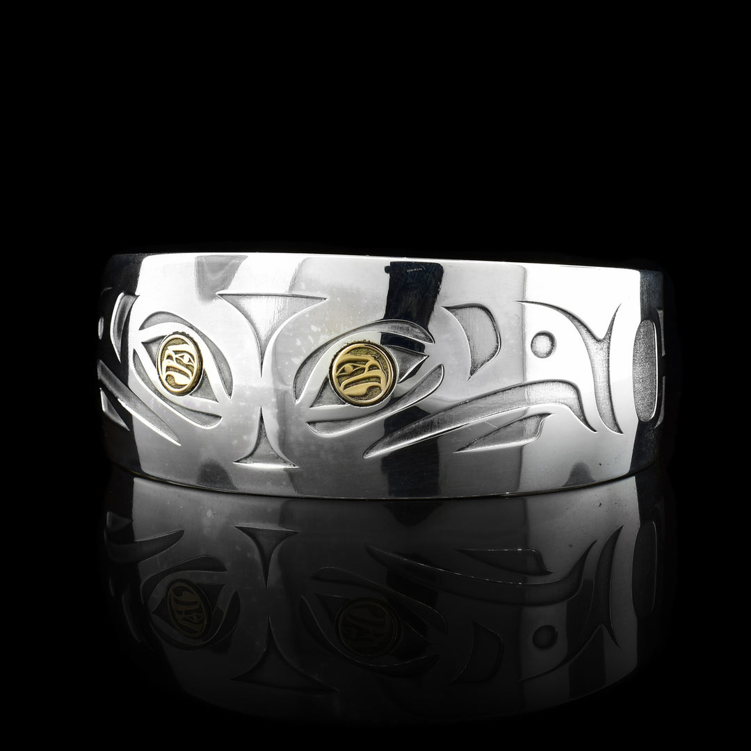 3/4" Silver and Gold Eagle Bracelet Cuff - Artina's Jewellery