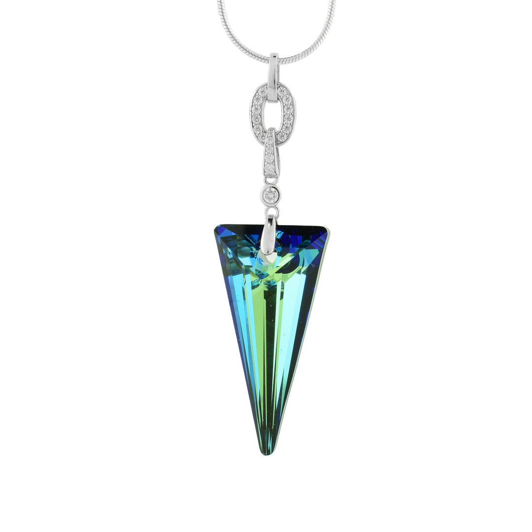 Green Blue Triangle Pendant with Cubic Zirconia