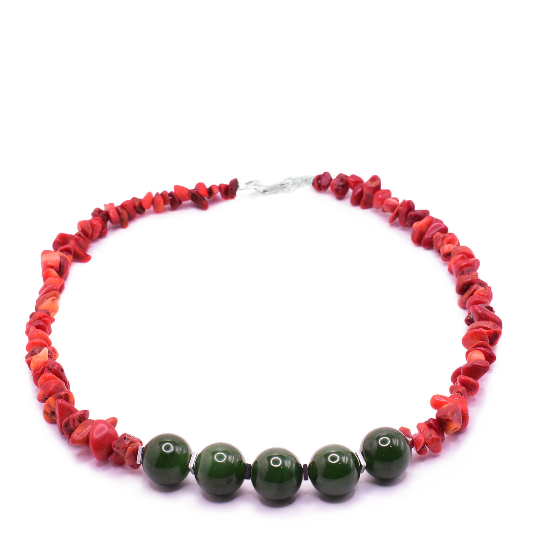 Bamboo Coral and Jade Colorful Beaded Necklace - Artina's Jewellery