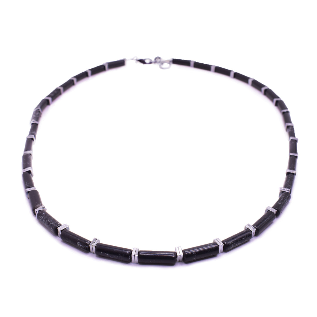 Hematite Long Cylinder Jasper Necklace - Artina's Jewellery