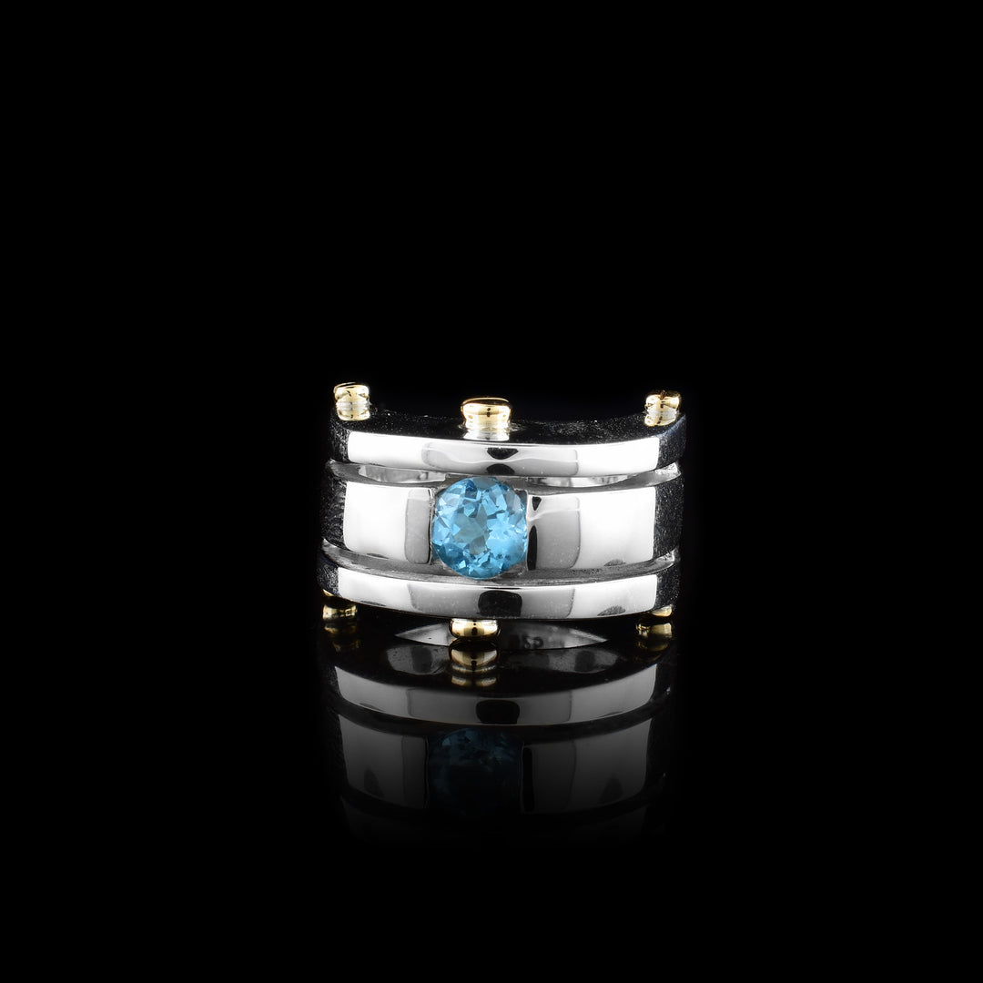 14K Gold Blue Topaz Sterling Silver Ring - Artina's Jewellery