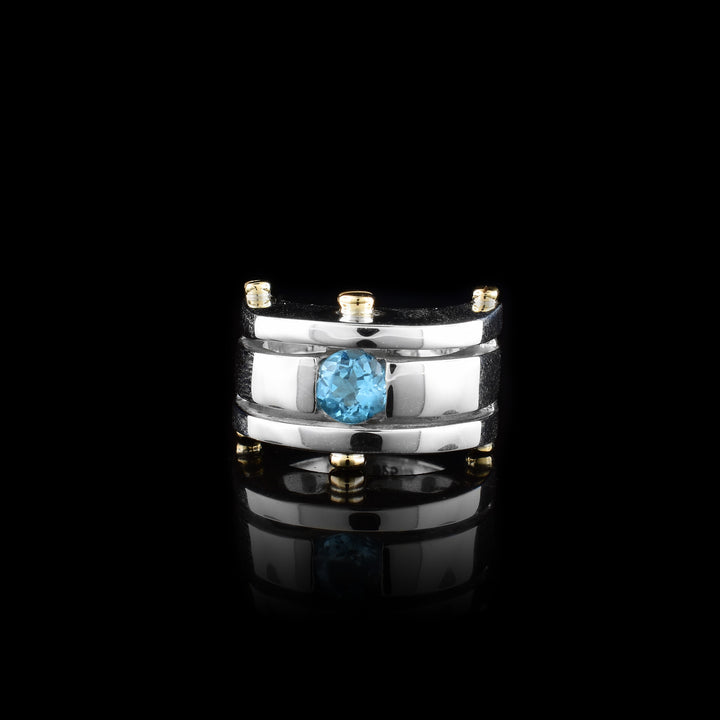 14K Gold Blue Topaz Sterling Silver Ring - Artina's Jewellery