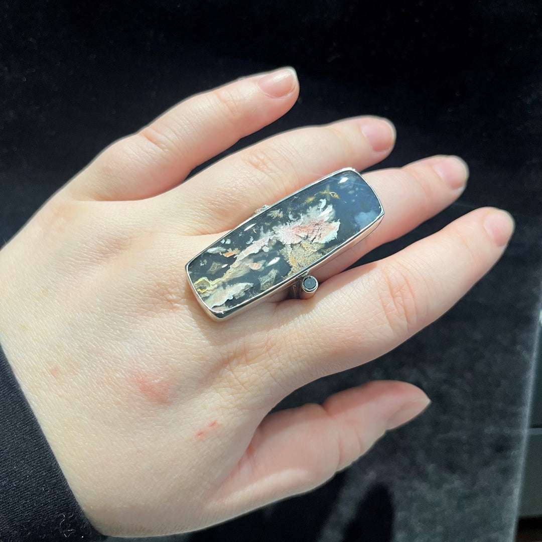Agate and Black Diamond Statement Ring - Artina's Jewellery
