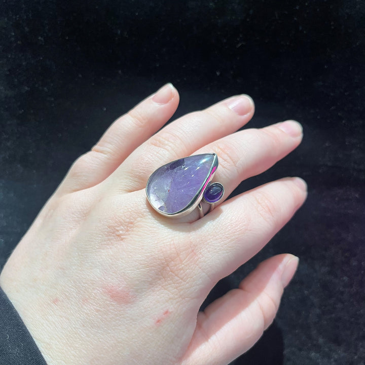 Double Amethyst Silver Ring - Artina's Jewellery