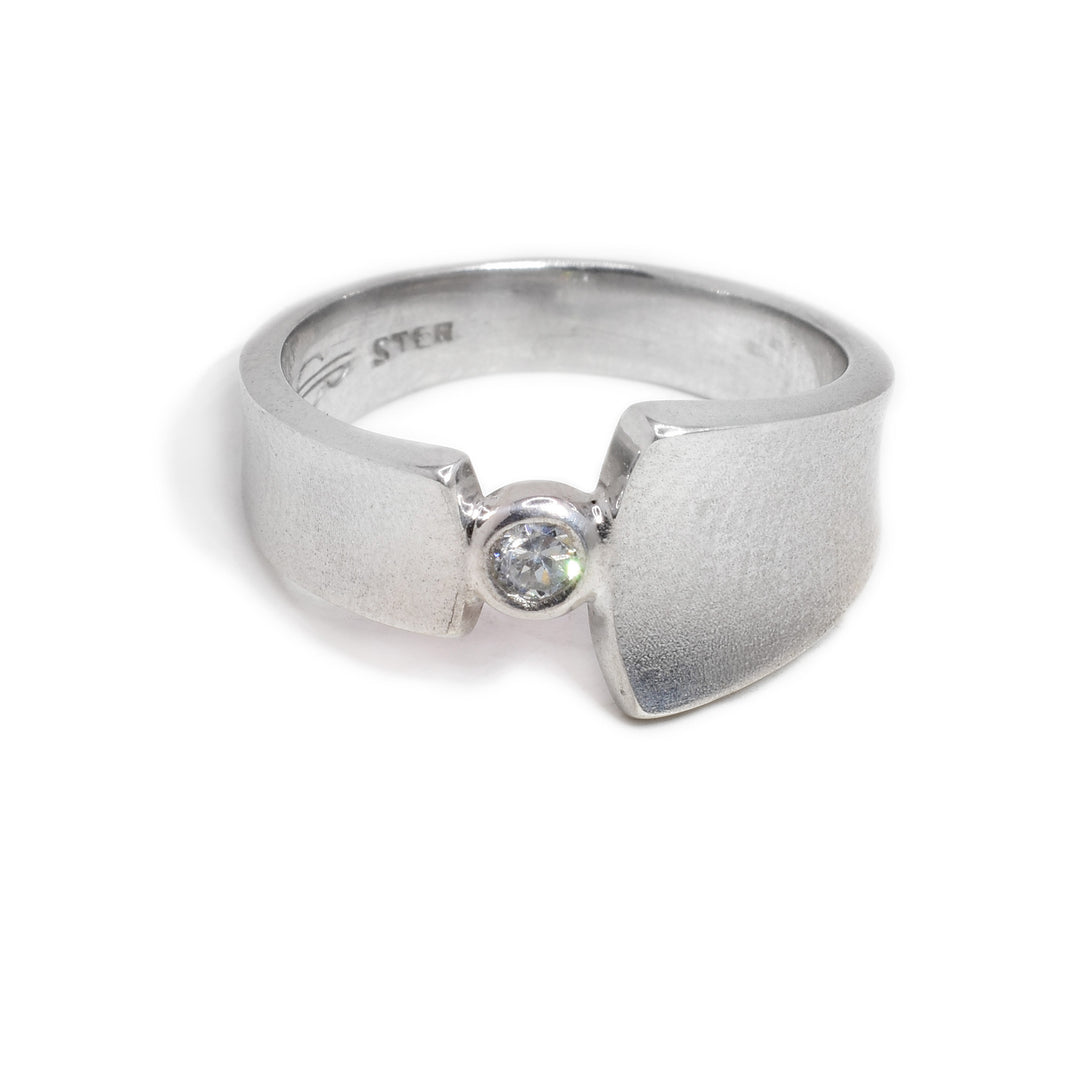 Sterling Silver and Cubic Zirconia Asymmetrical Tapered Ring - Artina's Jewellery