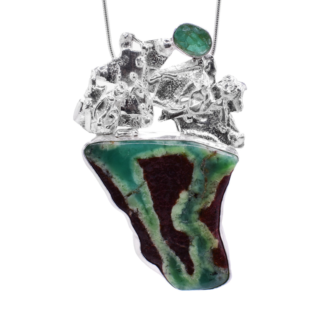 Emerald and Chrysoprase Gemstone Pendant - Artina's Jewellery