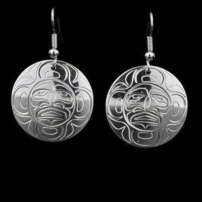 Sterling Silver Moon Round Dangle Earrings - Artina's Jewellery