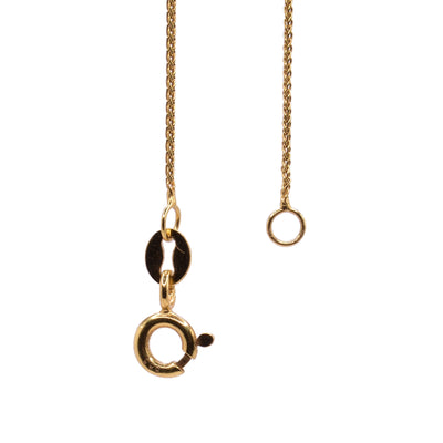 This wheat chain is made from 14K and has chain links that are twisted to resemble wheat stalks.