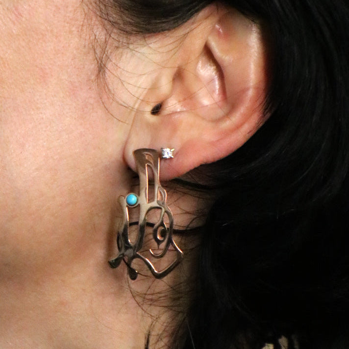 Bronze & Turquoise Raven Earring - Artina's Jewellery