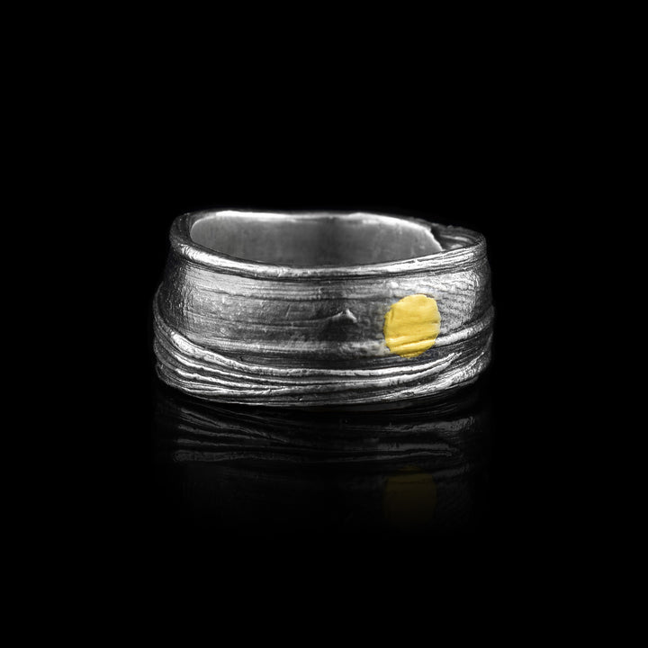 Mitsuro Silver Ring With Keum-boo gold Circle