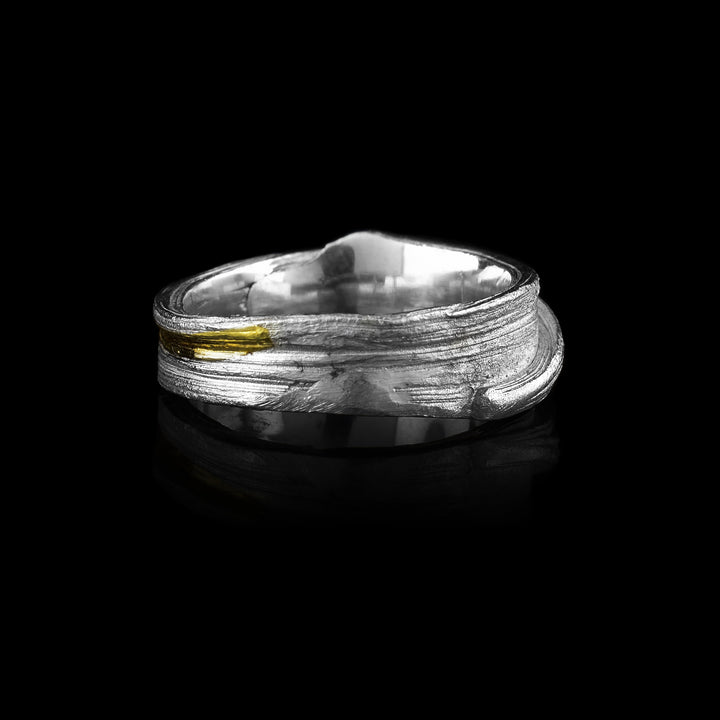 Mitsuro Silver Thin Wavy Ring Band Keum Boo Gold