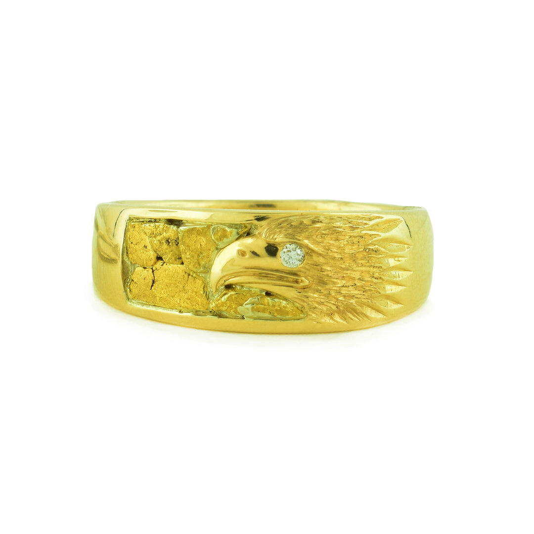 Mixed Gold With a Diamond Eagle Band Ring