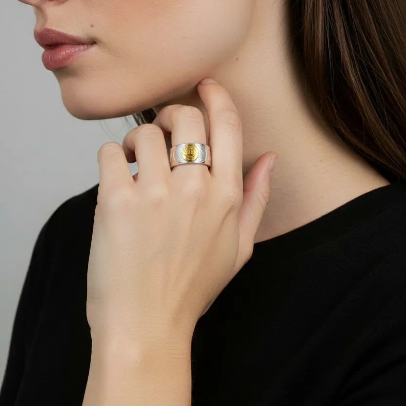 3/8" Sterling Silver & 10k Gold Moon Band Ring - Artina's Jewellery