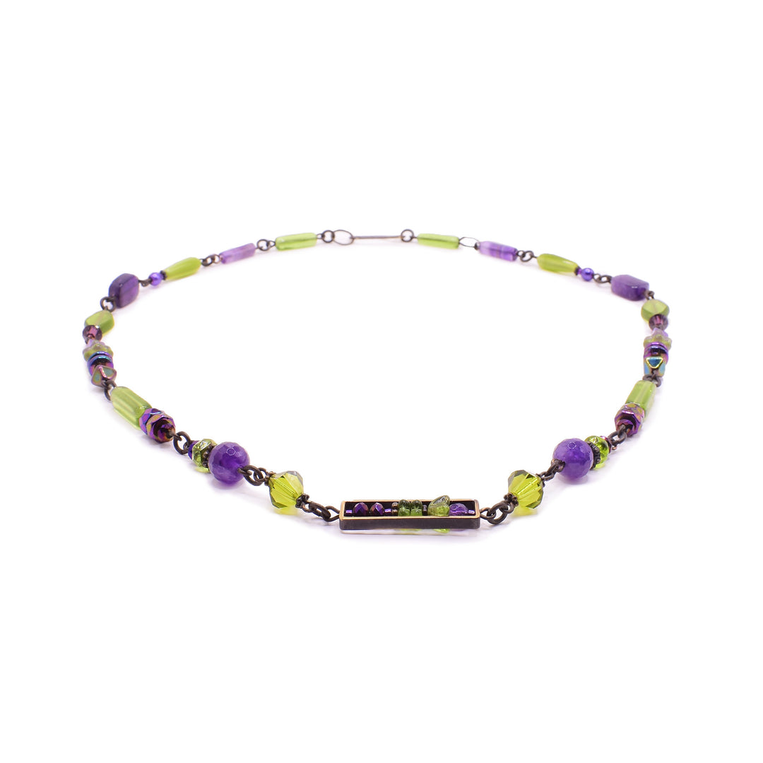 Mystic Green and Purple Beaded Necklace
