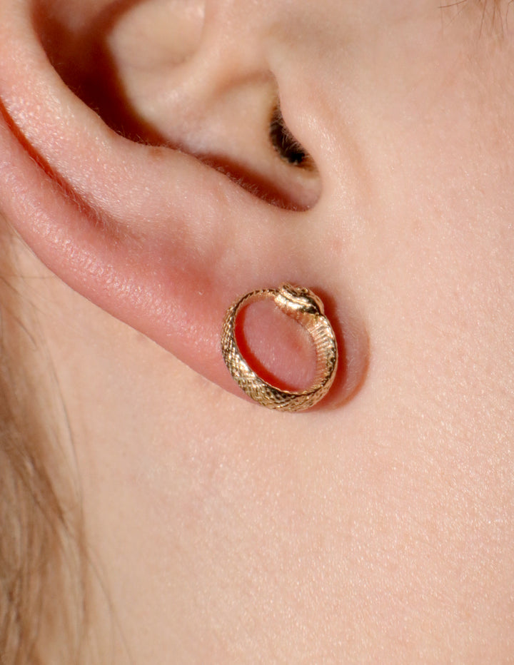 Gold Auroboros Snake Studs - Artina's Jewellery
