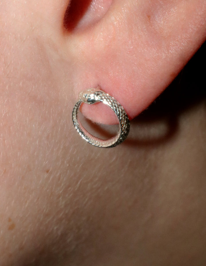 Sterling Silver Ouroboros Earrings Studs - Artina's Jewellery