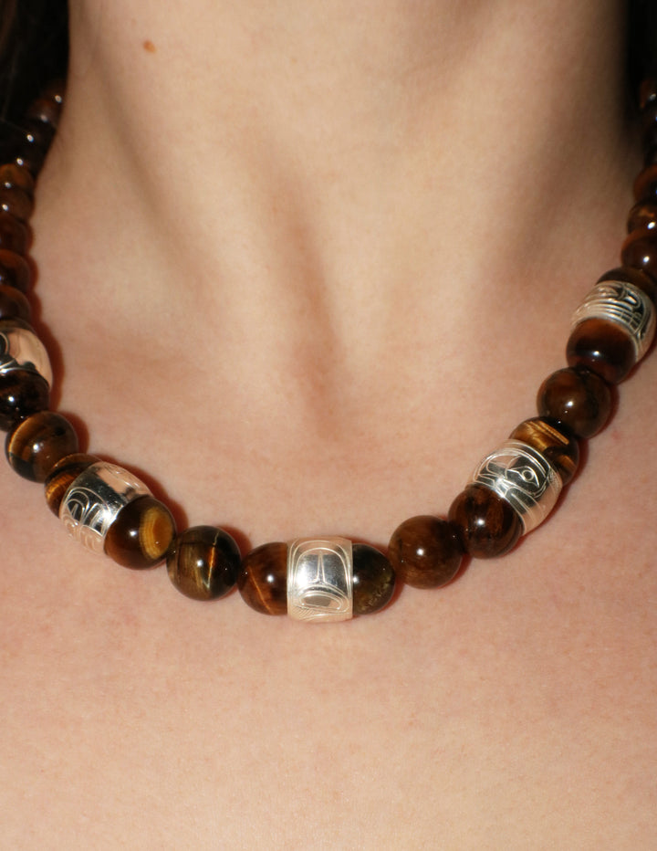 Chunky Tiger's Eye Necklace with Spirit Beads - Artina's Jewellery