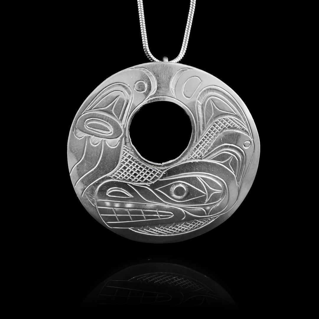 Open Circle Sterling Silver Bear Pendant
