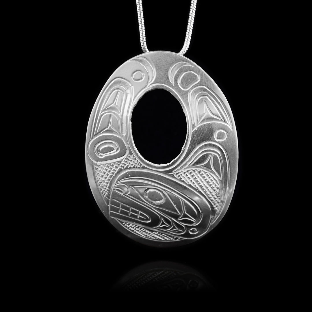 Open Oval Orca Sterling Silver Pendant