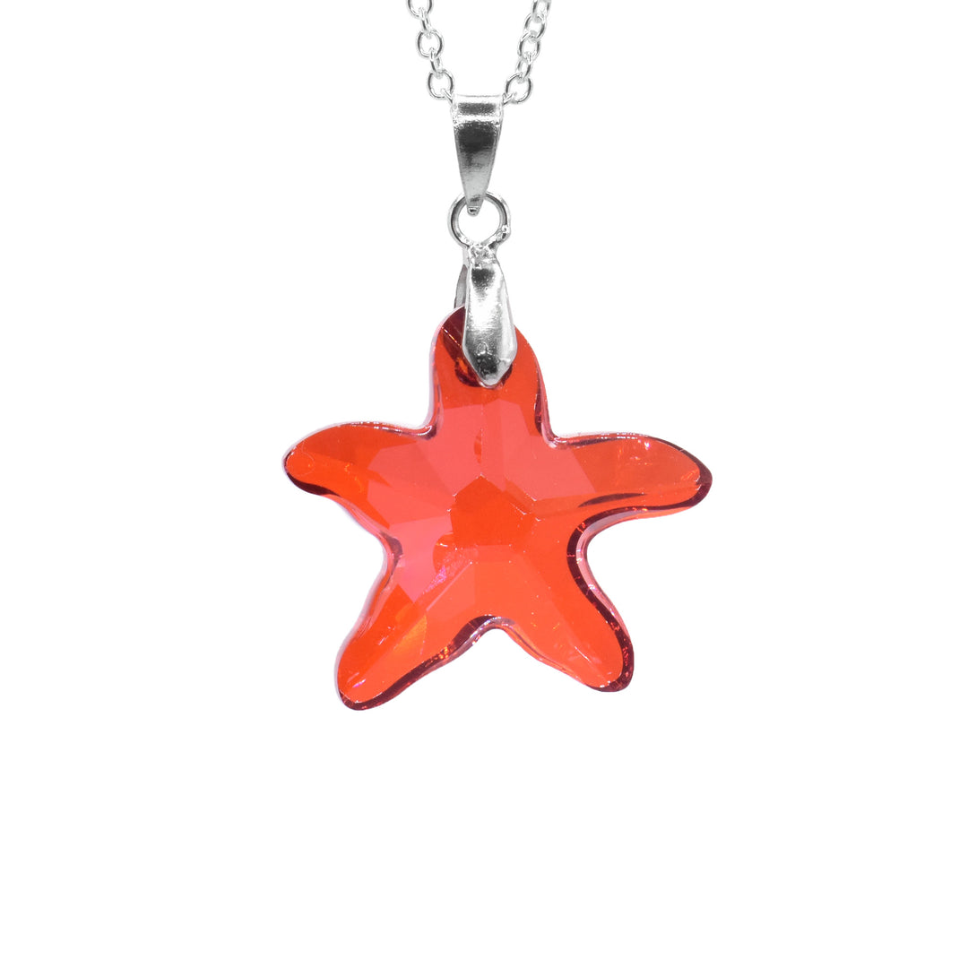 Orange Starfish Cut Crystal Pendant