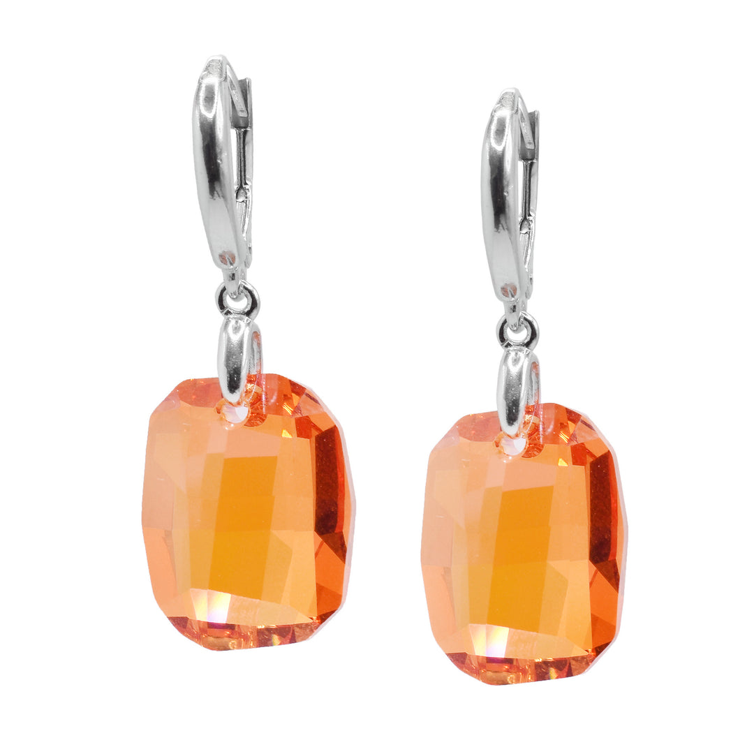 Orange Swarovski Crystal Dangle Earrings