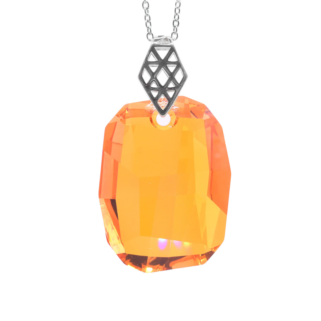 Orange Swarovski Crystal Pendant Necklace