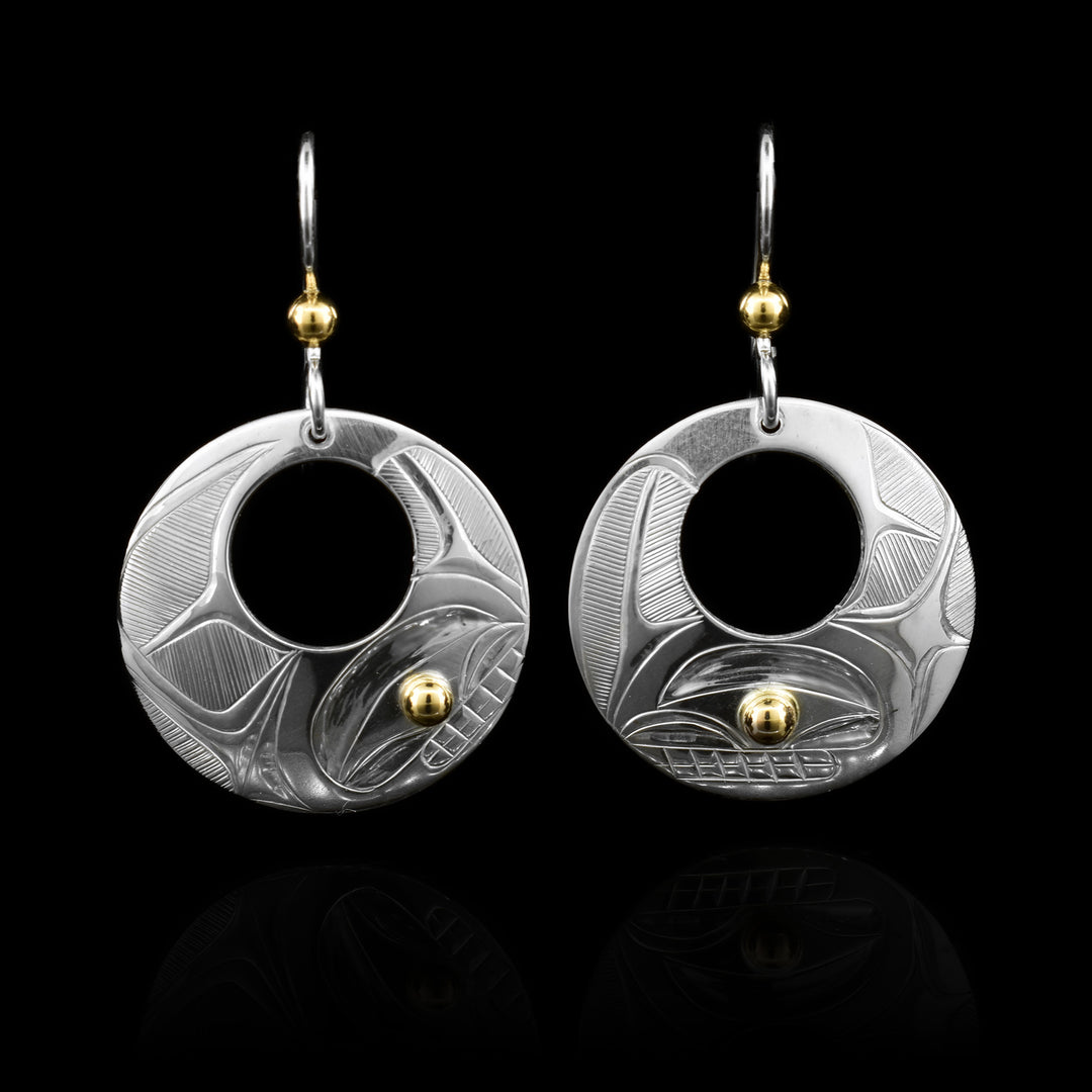 Orca Cutout Gold and Sterling Silver Earrings