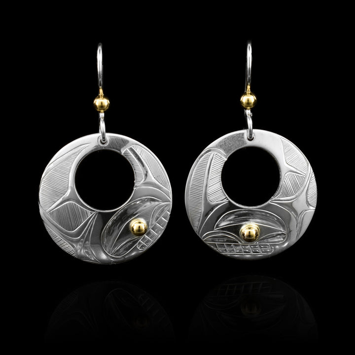 Orca Cutout Gold and Sterling Silver Earrings