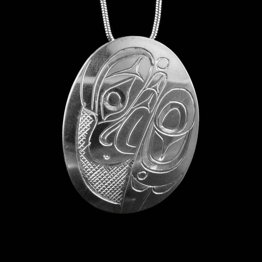 Oval Eagle Sterling Silver Pendant