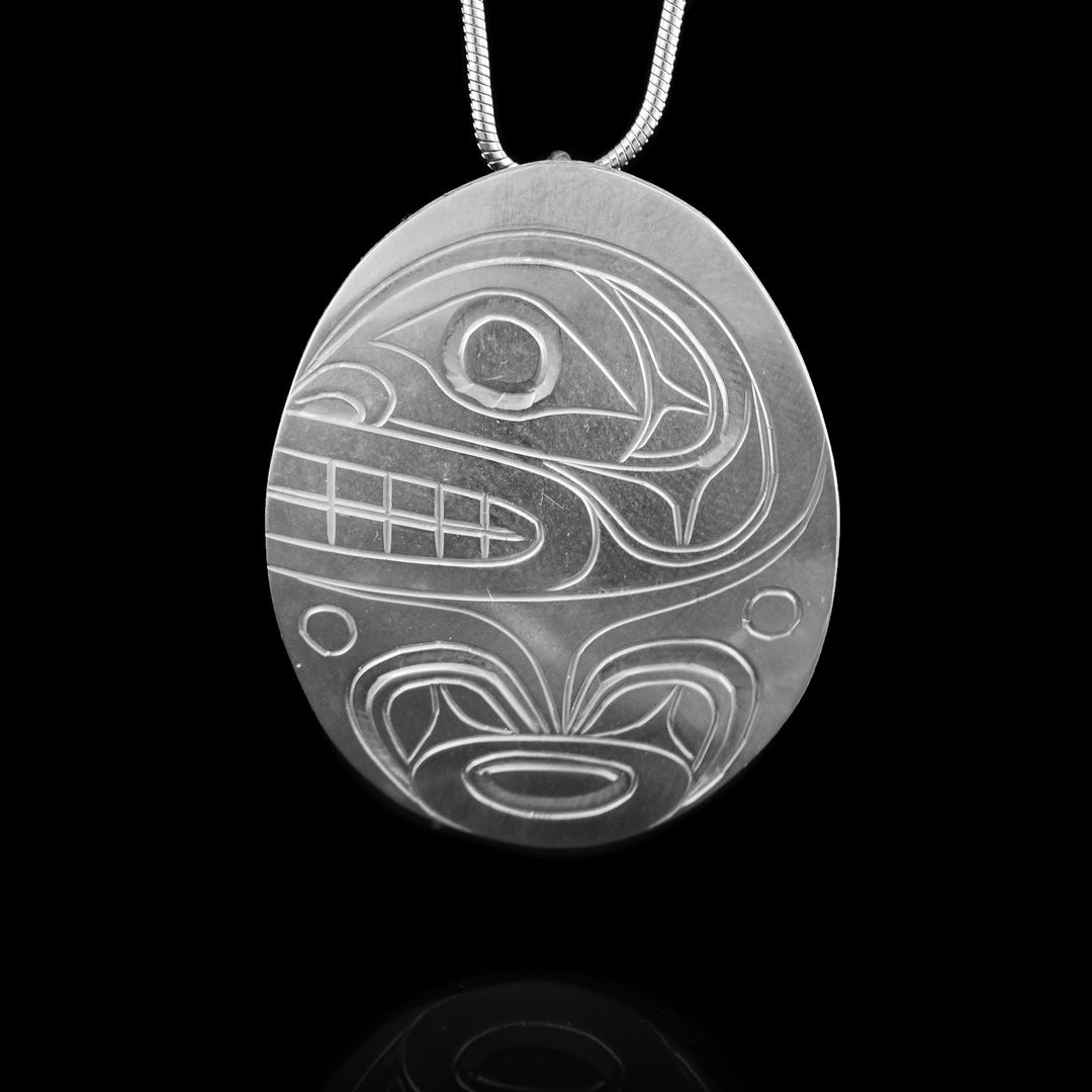 Oval Orca Sterling Silver Pendant