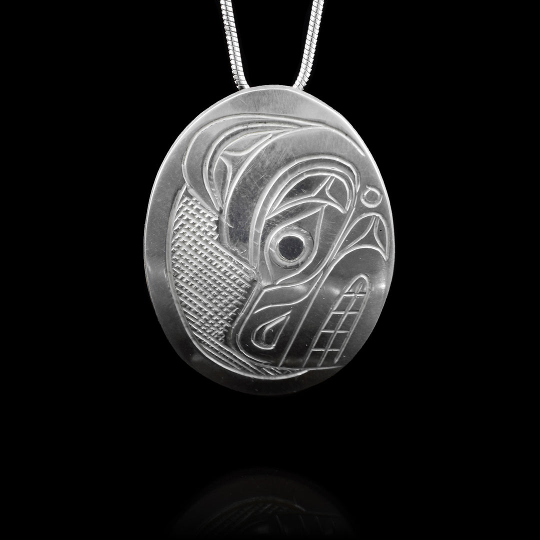  Oval Sterling Silver Bear Pendant