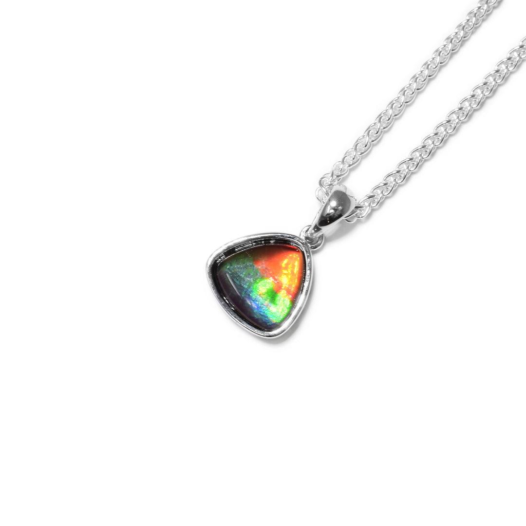 Close-up of pendant shining in the light.