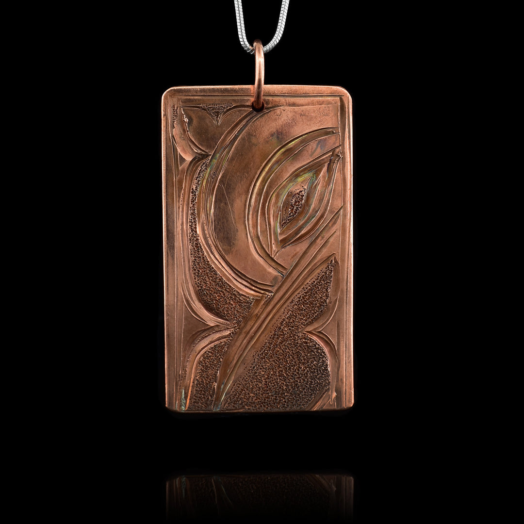 Rectangle Copper Hummingbird Pendant