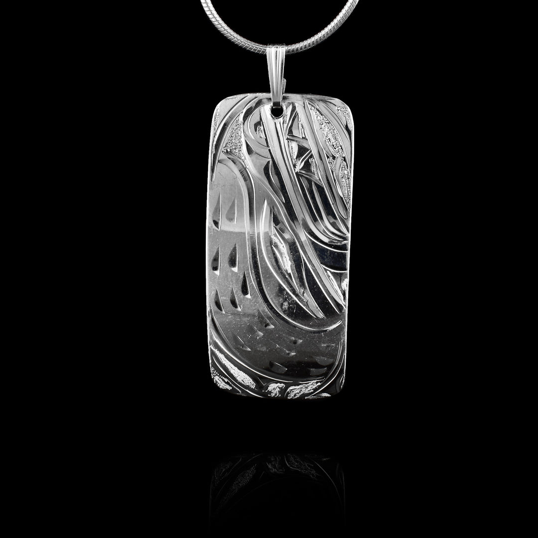 Rectangular Sterling Silver Bear Pendant