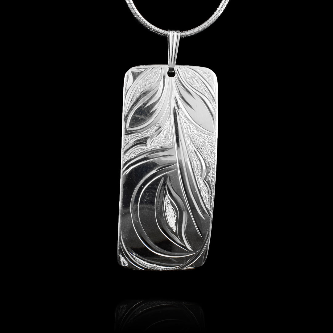 Rectangular Sterling Silver Hummingbird Pendant