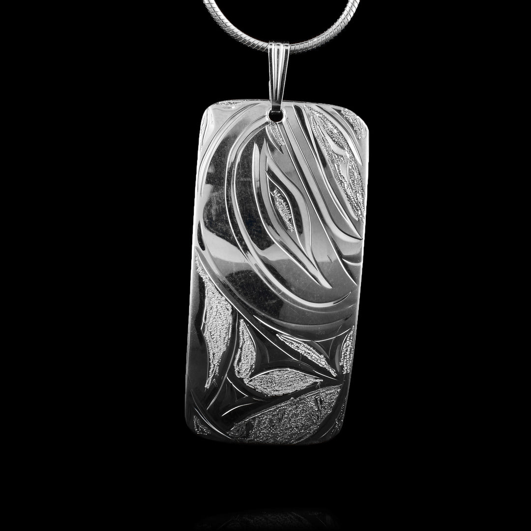 Rectangular Sterling Silver Orca legend Pendant