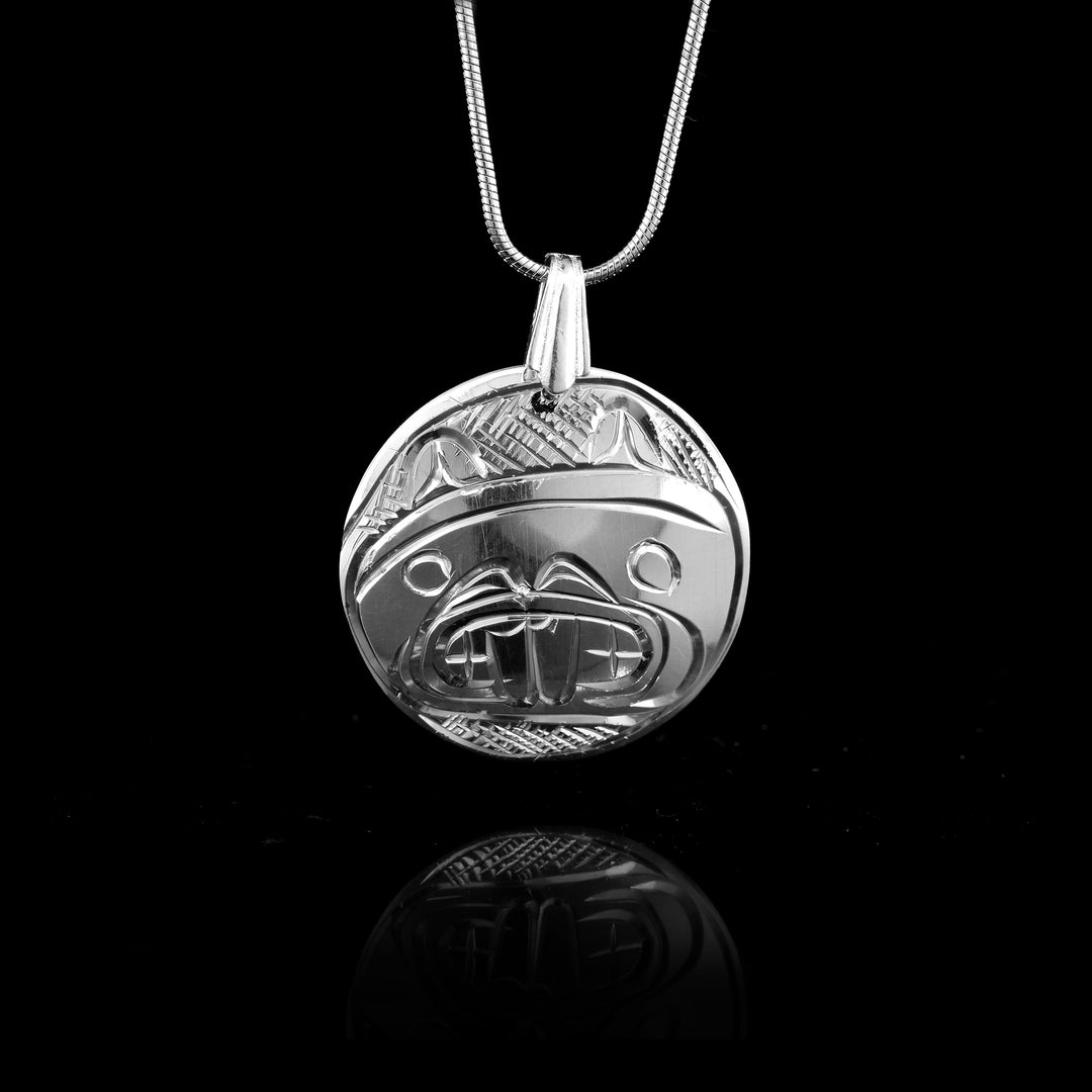 Round Beaver Sterling Silver Pendant