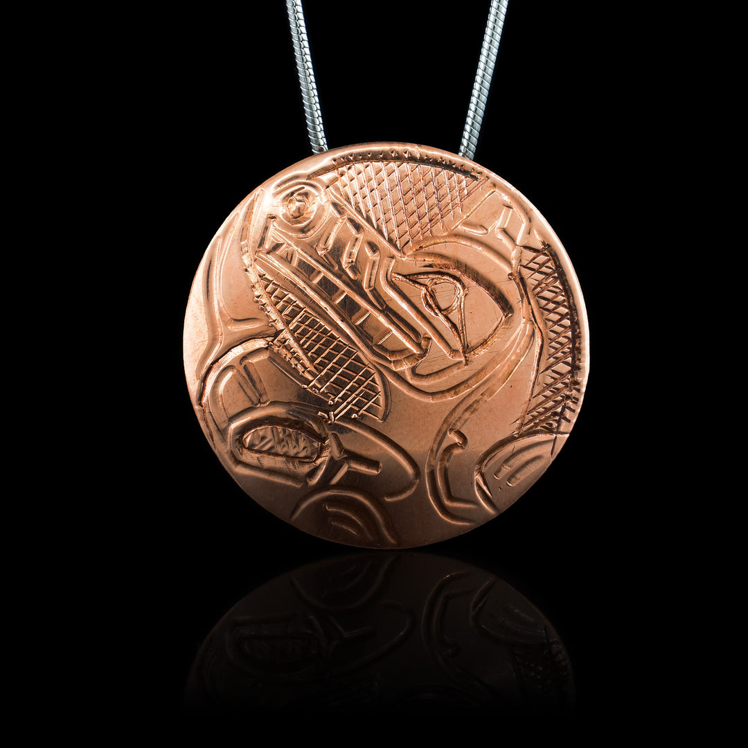 Round Wolf Copper Pendant