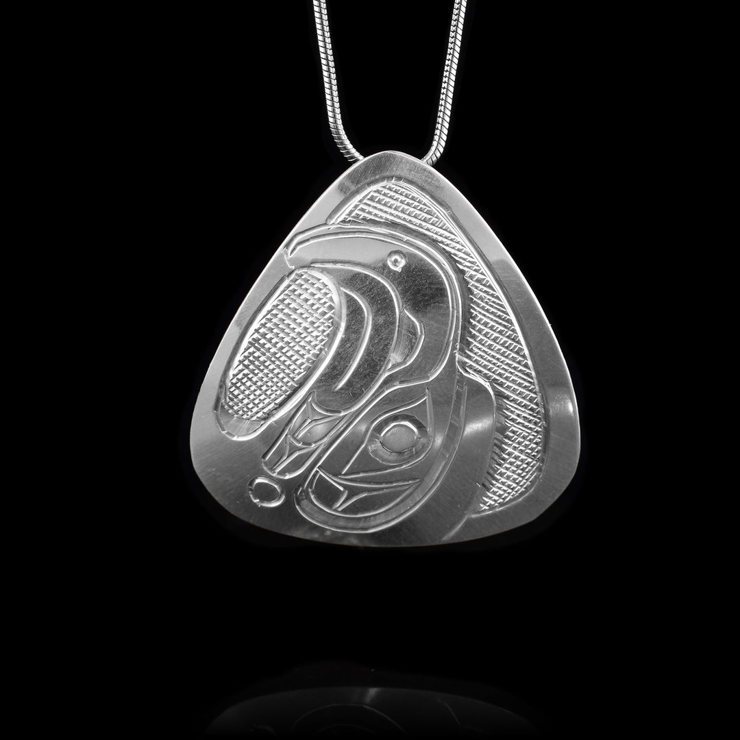 Rounded Triangle Sterling Silver Eagle Pendant