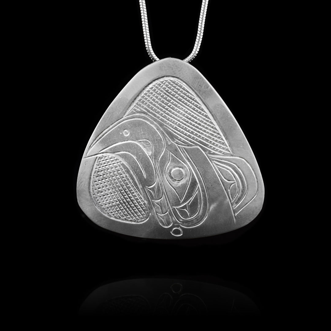 Rounded Triangle Sterling Silver Thunderbird Pendant