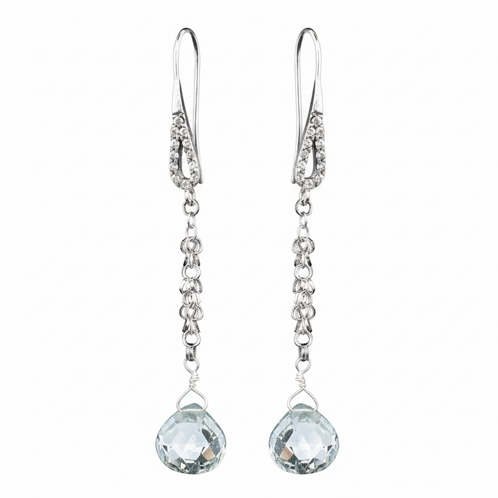 Rutilated Quartz & Crystal Dangle Earrings