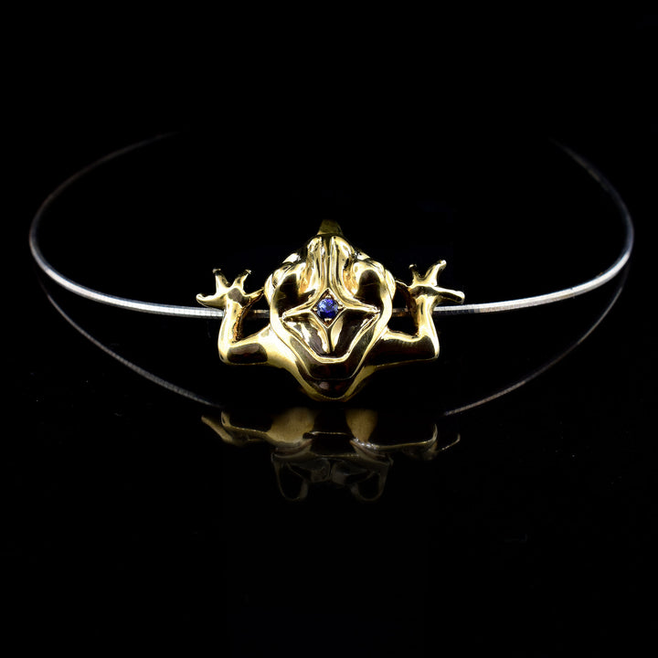 Bronze Frog Pendant With Sapphire
