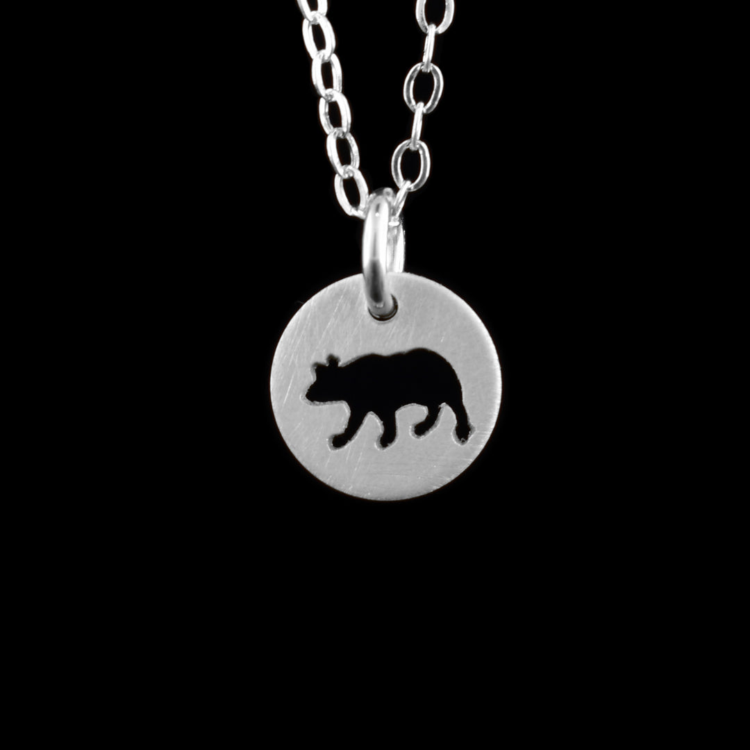 Tiny Sterling Silver Grizzly Bear Pendant - Artina's Jewellery
