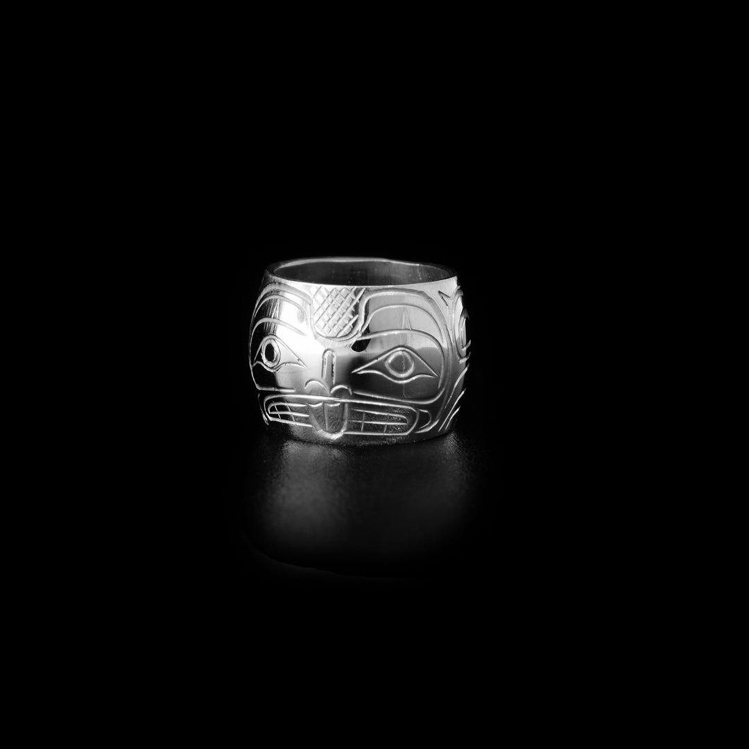 These Beaver spirit beads are made from sterling silver and there is a depiction of the Beaver carved into the surface of the bead.