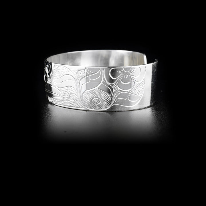 Left side of bracelet with flowers.