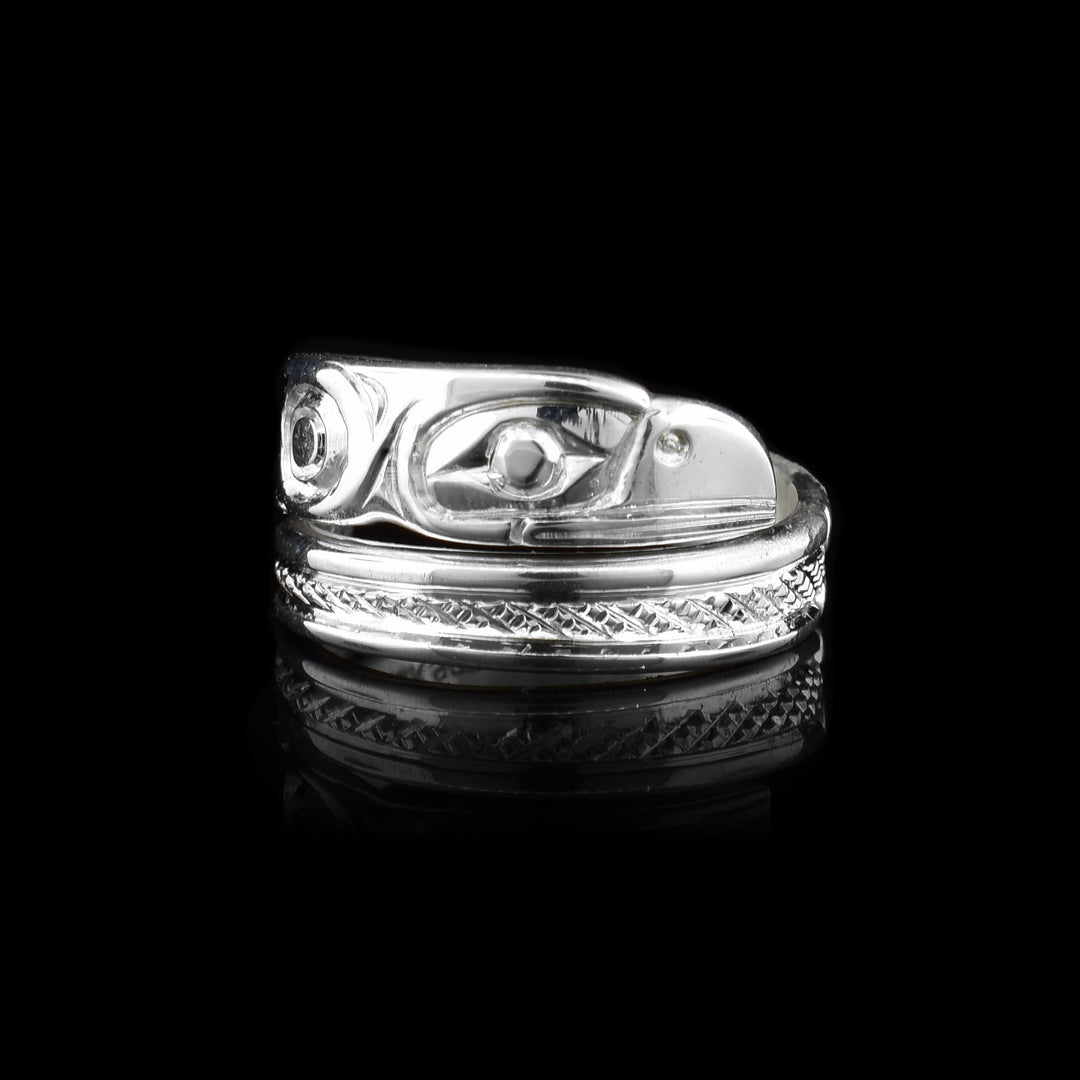 Silver Raven Wrap Ring, hand carved detail of raven is delicately carved into this sterling silver band.