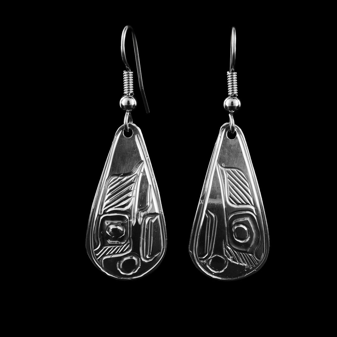 Silver Teardrop Eagle Dangle Earrings